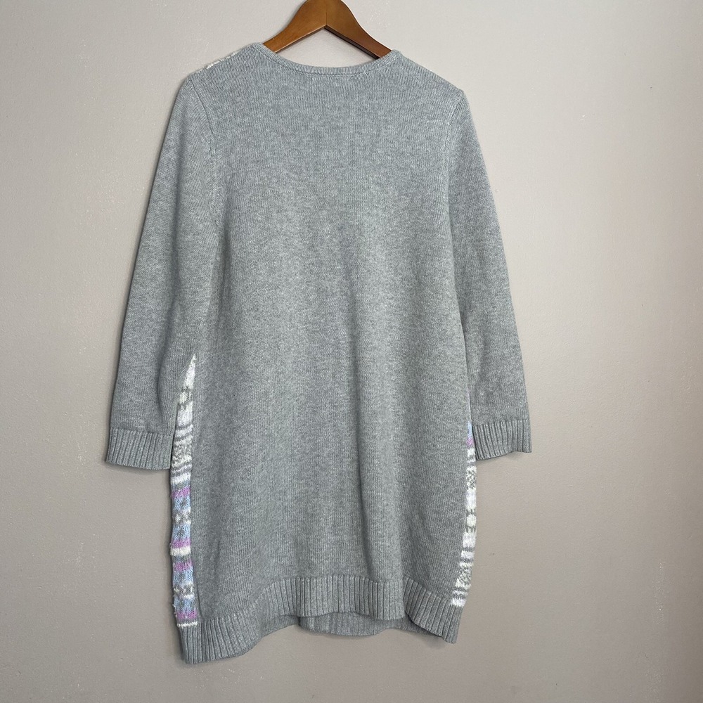 Christopher & Banks‎ Gray Fair isle Long Cardigan Sweater Women's Size L Petite - Picture 2 of 10